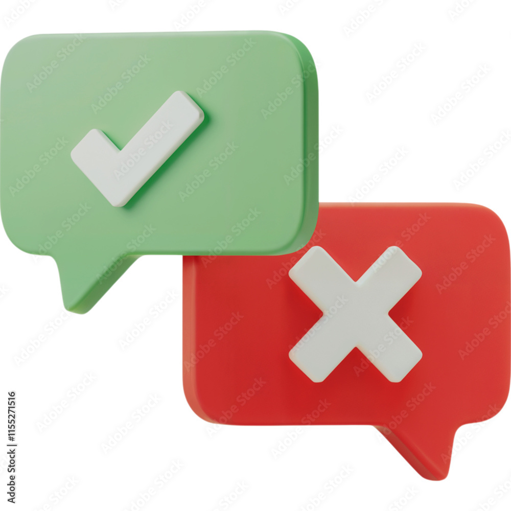 Two green and red check boxes with an X in the middle Two green and red check boxes with an X in the middle