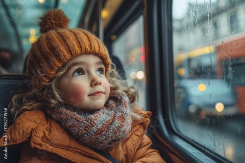 A child offering their seat to an elderly person on a public bus. Generative AI