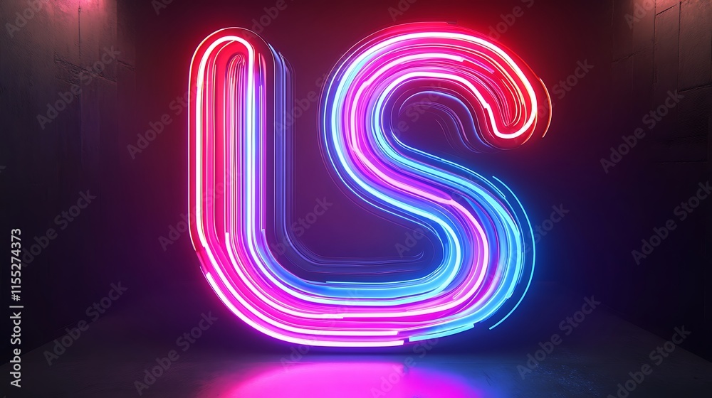 Vibrant Neon 'US' Letters: Striking 3D Render in Dark Studio. AI Generated Vibrant Neon 'US' Letters: Striking 3D Render in Dark Studio. AI Generated