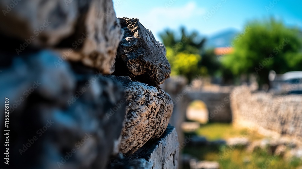 Ancient Stone Wall Close-Up: A Glimpse into History Ancient Stone Wall Close-Up: A Glimpse into History