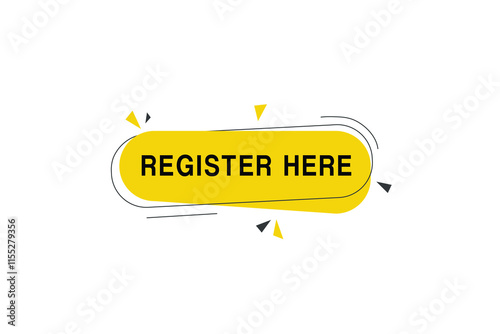 Register here banner vector modern label element design. web or marketing.