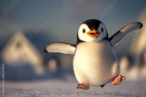 penguin on snow photo