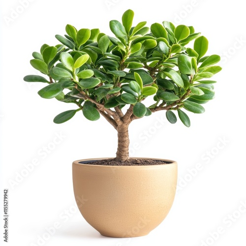 A potted jade plant isolated on white background
