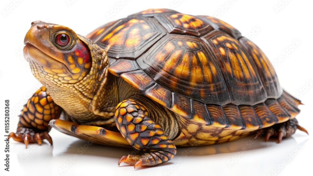 A cute turtle walking on a white background A cute turtle walking on a white background