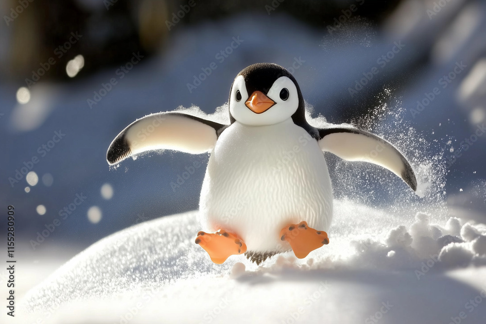 Fototapeta premium penguin on snow
