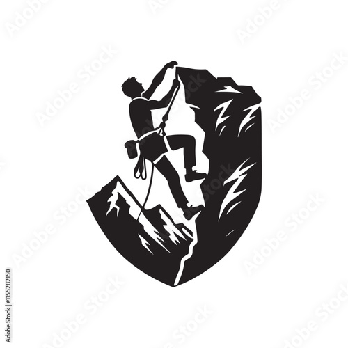 rock climbing silhouette vector logo design photo