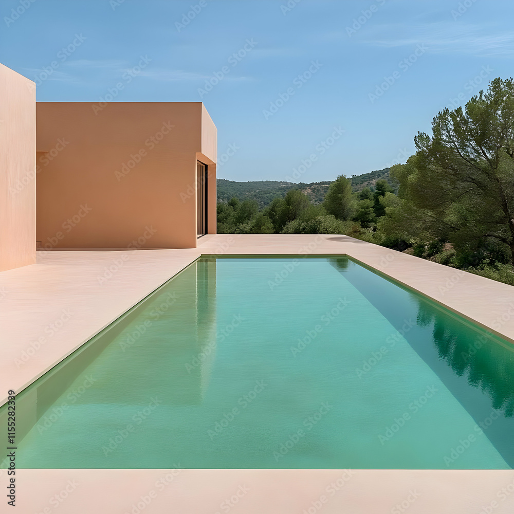 Obraz premium Modern Minimalist Poolside Illustration