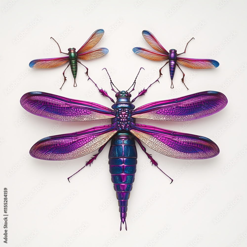 Colorful Beetles and Dragonflies with Metallic Accents