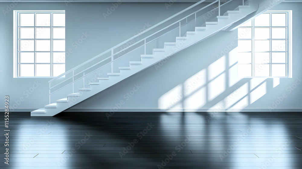 Obraz premium Modern Minimalist 3D Staircase Illustration