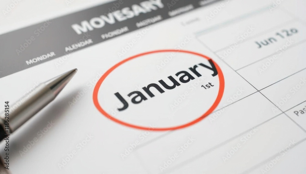 Calendar focused on the month of January.generative ai Calendar focused on the month of January.generative ai