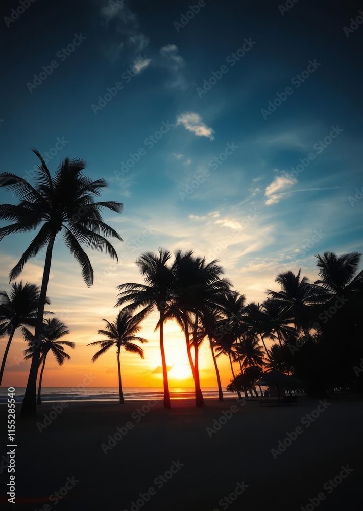 Beach Wallpaper of Silhouette of palm trees on the beach at sunset beach wallpaper summer wallpaper beach background tropical nature Beach Wallpaper of Silhouette of palm trees on the beach at sunset beach wallpaper summer wallpaper beach background tropical nature