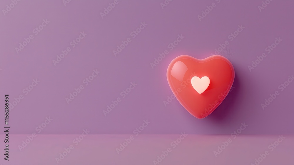 Valentine heart and commitment concept. A red heart on a purple background symbolizes love and affection. Valentine heart and commitment concept. A red heart on a purple background symbolizes love and affection.