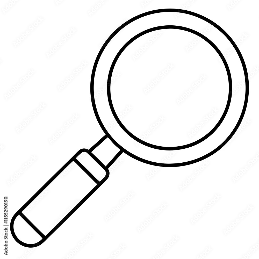 Magnifying Glass Line Art Vector Illustration