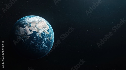 Stunning view of Earth from space, showing bright blue oceans, green continents and white cloud patterns that inspire wonder and curiosity, against a dark backdrop