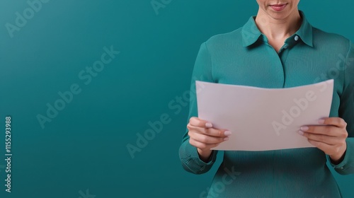 Self Assessment Concept, Employee Reviewing Annual Performance Feedback in a Professional Setting with Focus on Engagement and Growth