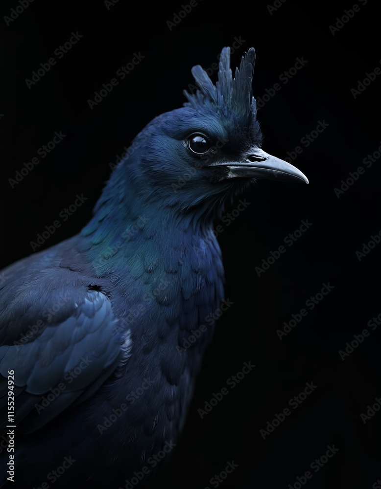 Fototapeta premium A black bird with a mohawk on its head