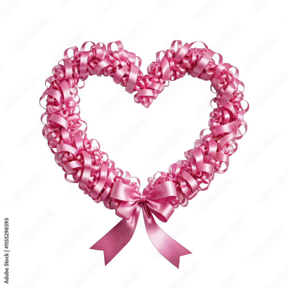 Metallic pink ribbon heart for romantic party decorations Metallic pink ribbon heart for romantic party decorations
