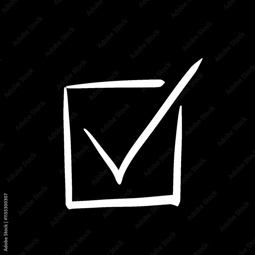 Hand-drawn check mark in a box.