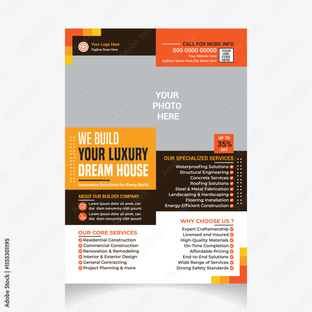 construction flyer template design layout construction flyer template design layout