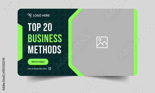 Business methods tips and tricks video cover banner design, daily business techniques vide thumbnail banner design, fully customizable vector eps 10 file format