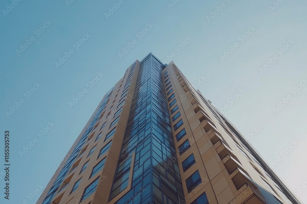 Looking Up modern high-rise office buildings with blue sky in the background. Looking Up modern high-rise office buildings with blue sky in the background.