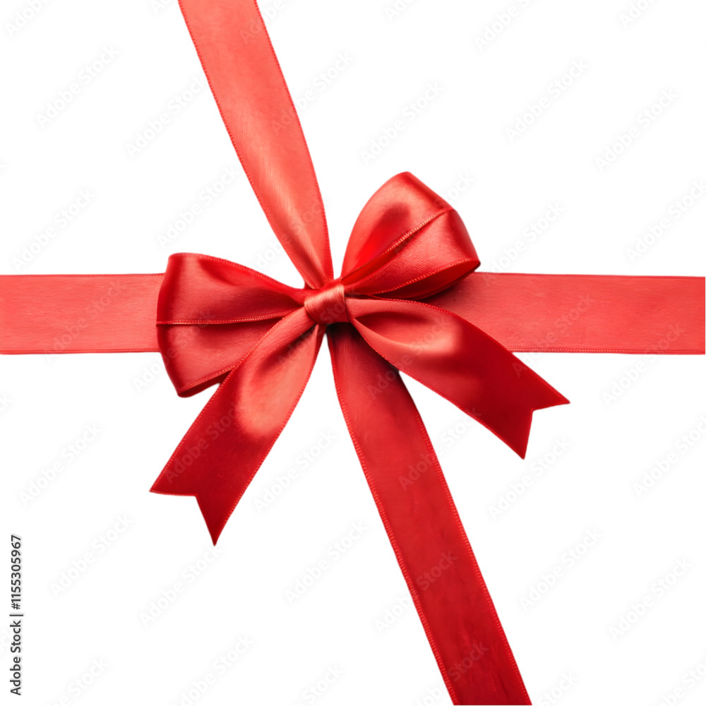Red ribbon with a bow on transparent background Red ribbon with a bow on transparent background