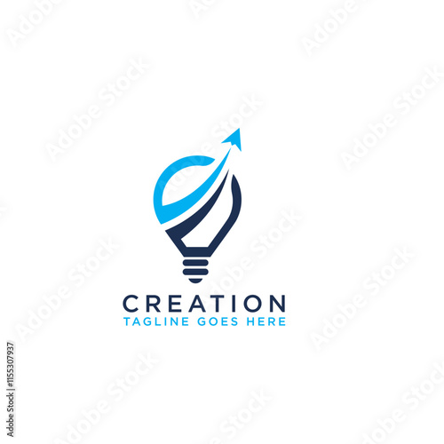 rocket in light bulb logo icon design vector illustration photo