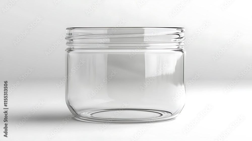 Clear Glass Jar Mockup: Clean 3D Render for Product Design. AI Generated Clear Glass Jar Mockup: Clean 3D Render for Product Design. AI Generated