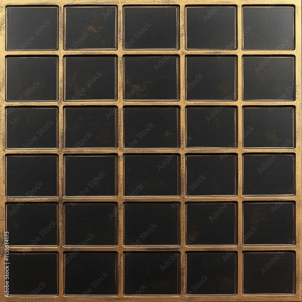 Black and gold tile wall with a gold border Black and gold tile wall with a gold border