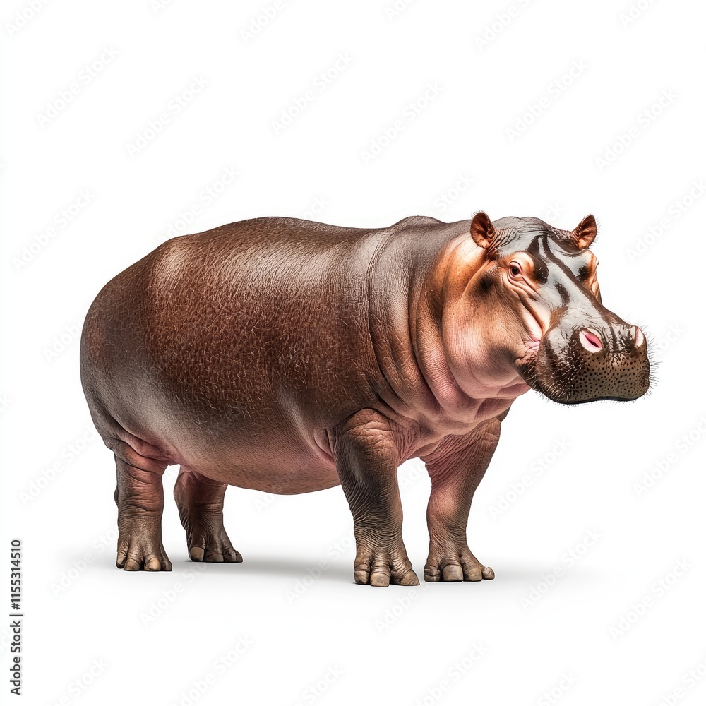 Fototapeta premium Realistic and Detailed Hippopotamus Figurine on White Background Ideal for Nature Themes, Wildlife Education and Animal Illustrations