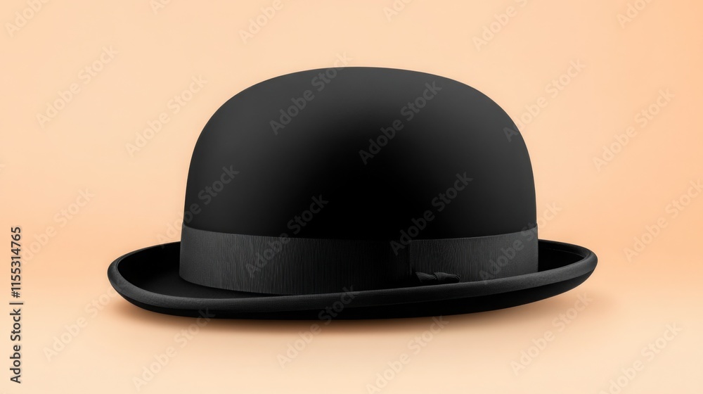 Black Bowler Hat mockup isolated on a beige background.
Black Bowler Hat mockup isolated on a beige background.