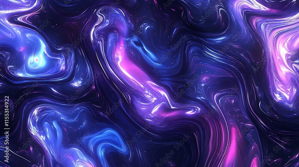 Obraz premium Fluidly Swirling Digital Painting: Vibrant Neon Abstract Artwork. AI Generated