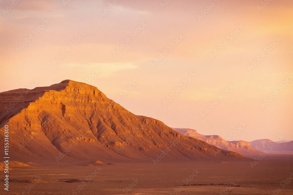 Naklejka premium Arid landscape mountain range gradient sky warm tones
