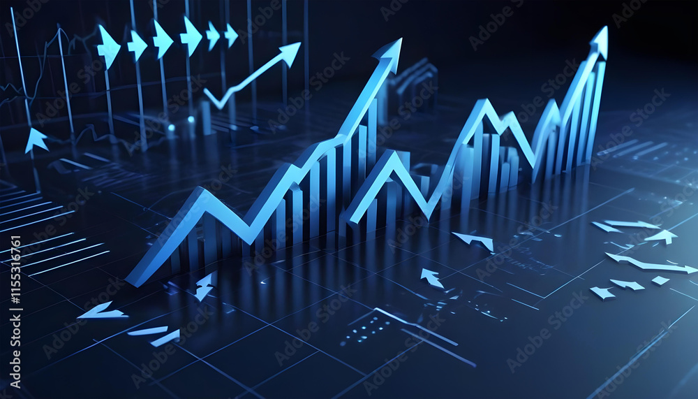 Naklejka premium blue growth business graph finance digital background