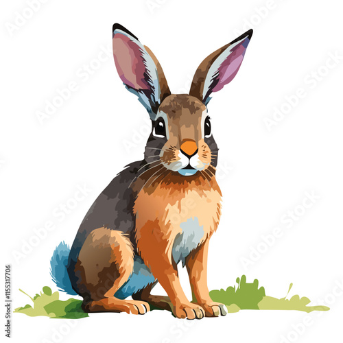 Hare watercolor painting. vector illustration. wildlife isolated cartoon