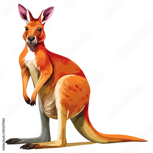 Kangaroo watercolor painting. vector illustration. wildlife isolated cartoon