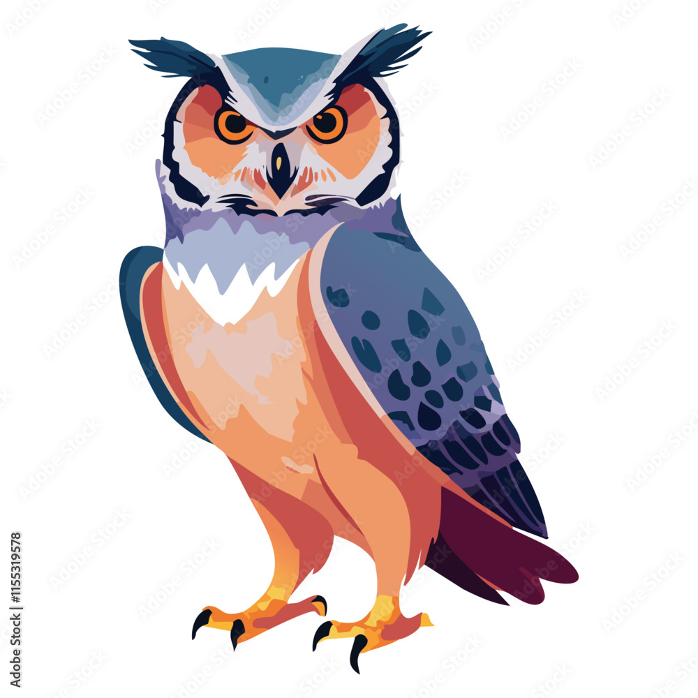 Obraz premium Owl watercolor painting. vector illustration. wildlife isolated cartoon