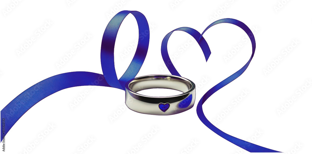 decorative shiny blue ribbon heart for Xmas and anniversary decorative shiny blue ribbon heart for Xmas and anniversary