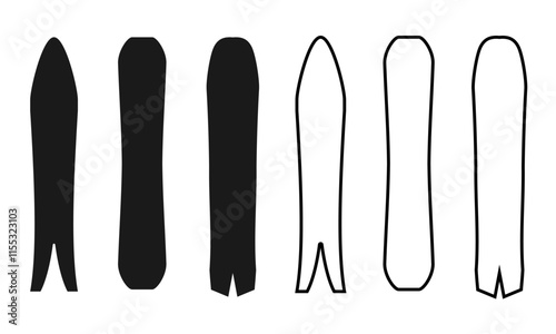 snow board icon set with different type, vector illustration isolated on white background.