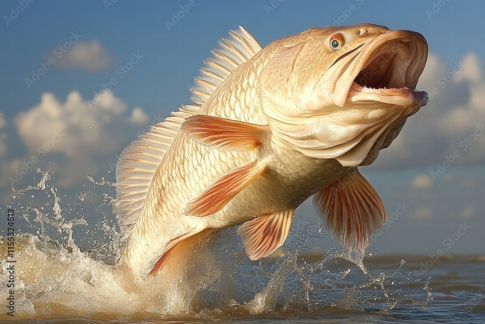 Obraz premium Albino Fish Leaping from Water