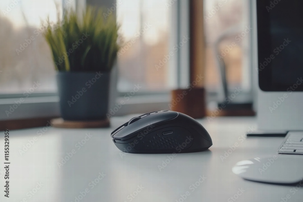 Wireless Computer Mouse on White Desk Wireless Computer Mouse on White Desk