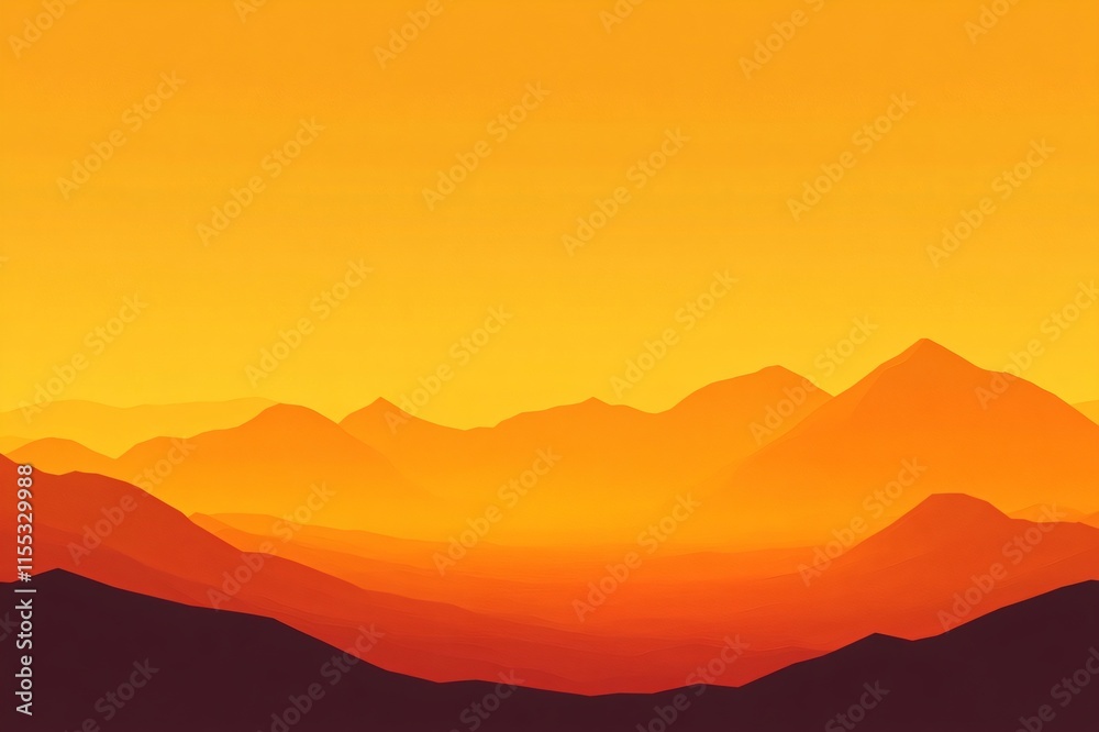 Golden Hour Mountain Landscape: A breathtaking panorama of mountains bathed in the warm glow of a setting sun, with soft, layered hues of orange and red. Golden Hour Mountain Landscape: A breathtaking panorama of mountains bathed in the warm glow of a setting sun, with soft, layered hues of orange and red.