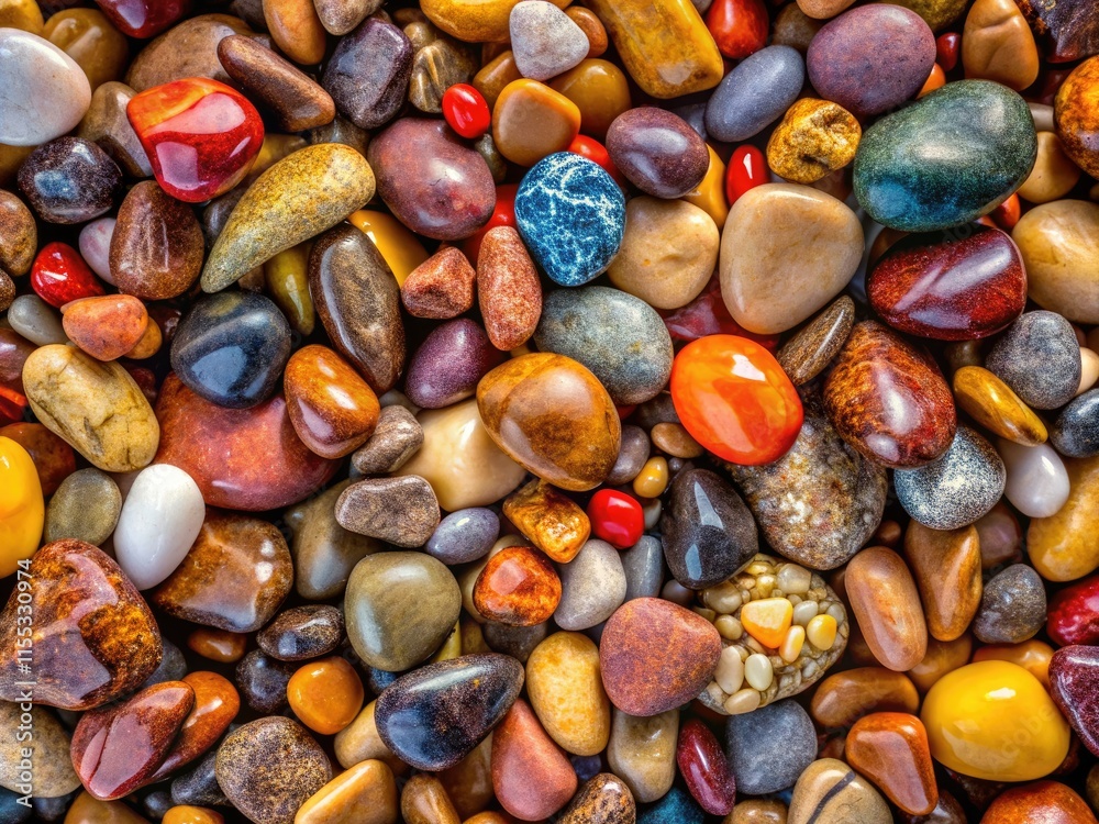 Overhead view: A close-up texture of natural pebbles, showcasing detailed macro photography. Overhead view: A close-up texture of natural pebbles, showcasing detailed macro photography.