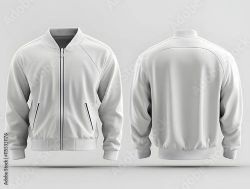 White bomber jacket displayed front and back