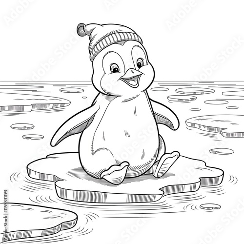 penguin coloring page drawing