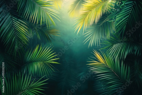 Lush Tropical Palm Leaves Background