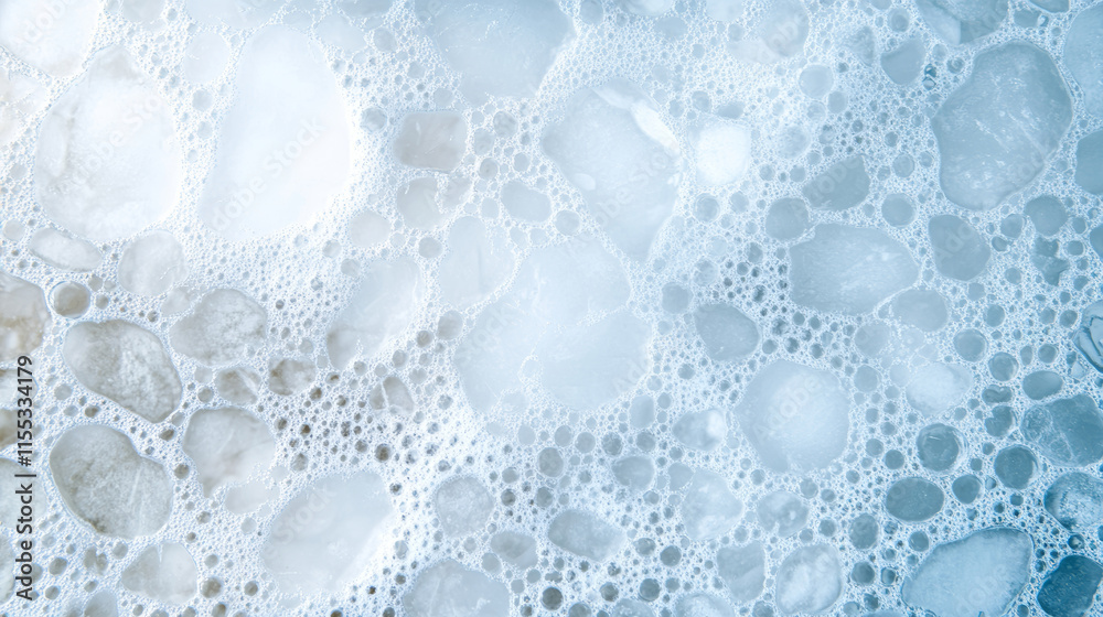 Light gray-blue background with frozen bubbles forming a beautiful abstract pattern, ideal for backgrounds and textures