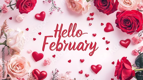 A Valentine's Day card with a red background and a bunch of red roses