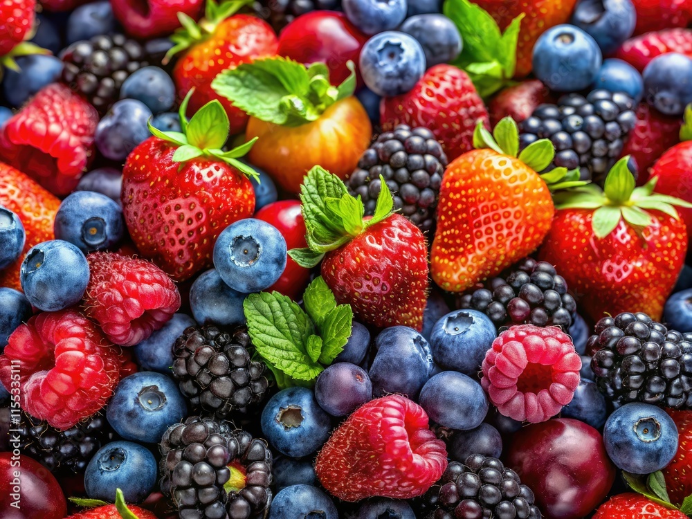 Vibrant red berries, plump and juicy, promise a sweet summer treat. Close-up photography reveals their healthy deliciousness. Vibrant red berries, plump and juicy, promise a sweet summer treat. Close-up photography reveals their healthy deliciousness.