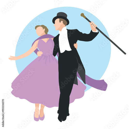 A couple at a dance party. Vector illustration isolated on white background.